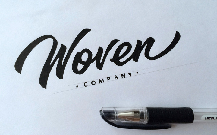 woven company branding print design handwritten