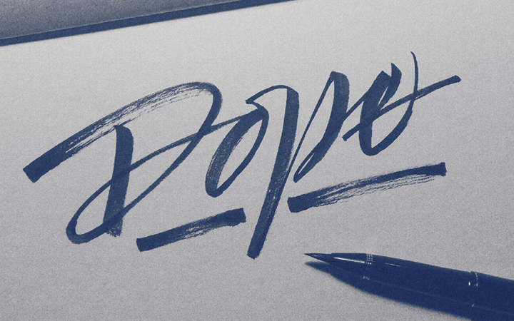 dope thick brush pen lettering writing