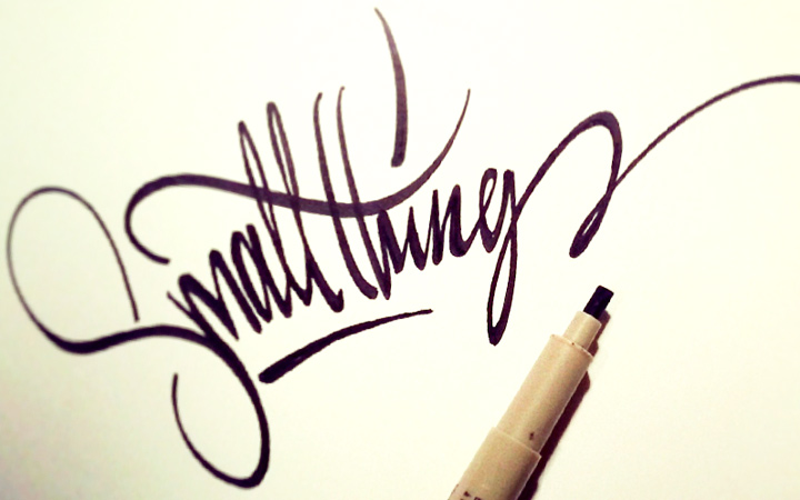 tight tiny lettering handwritten calligraphy black marker