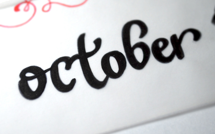 dark brush handwriting calligraphy october month
